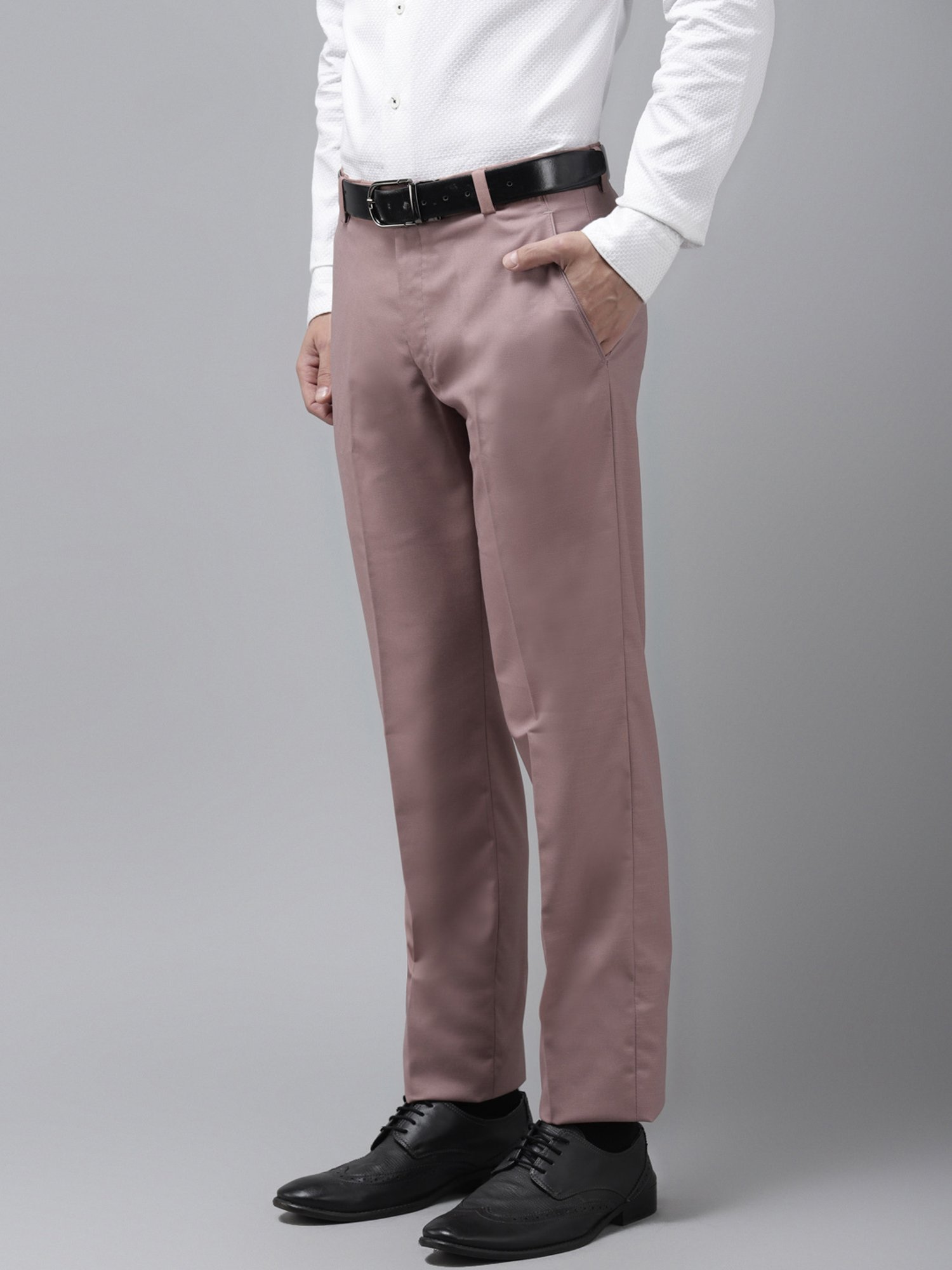 Hangup Plus Dusty Pink Regular Fit Flat Front Trousers