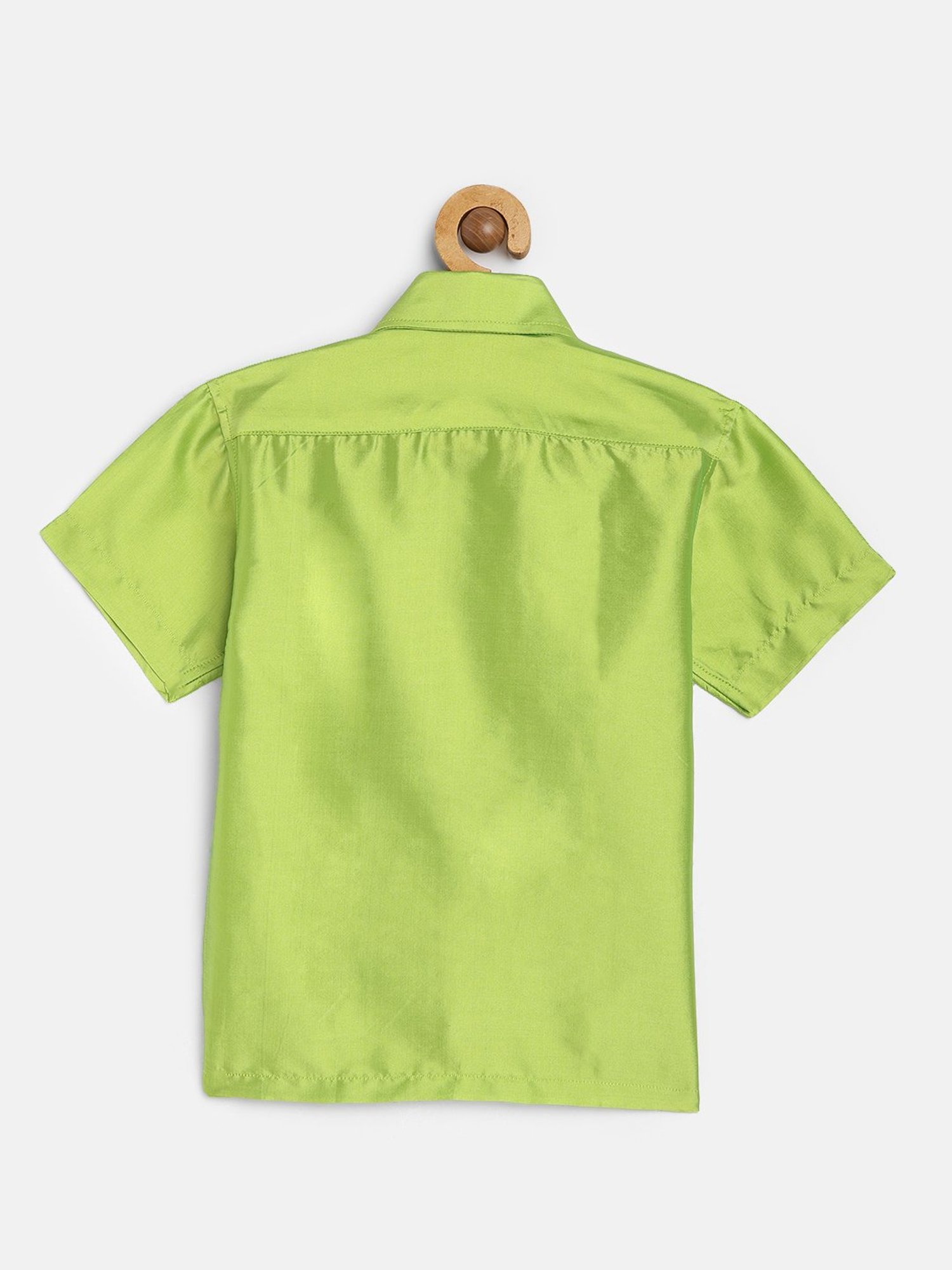 THANGAMAGAN Kids Light Green Solid Shirt