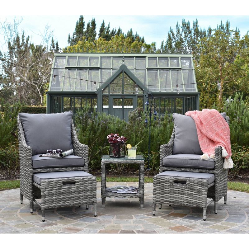 Vallauris 5pc Outdoor Patio Seating Set - Gray Wicker - Adore Decor