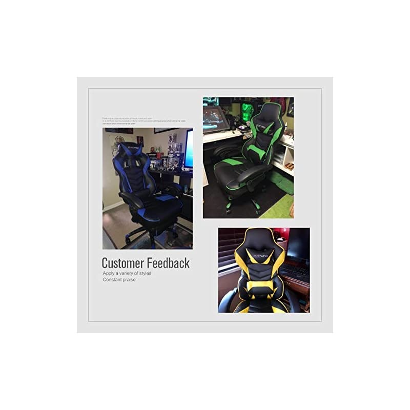 Gaming Chair Racing Office - PU Leather High Back Ergonomic 170 Degree Adjustable Swivel Executive Computer Desk Task Large Size with Footrest,Headrest and Lumbar Support (Red)