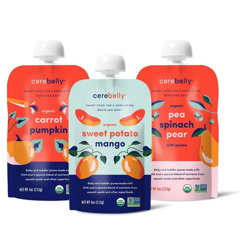 Cerebelly Clean Label Project Purity Award Winning, 5-7 Months Organic Baby Food Variety pk