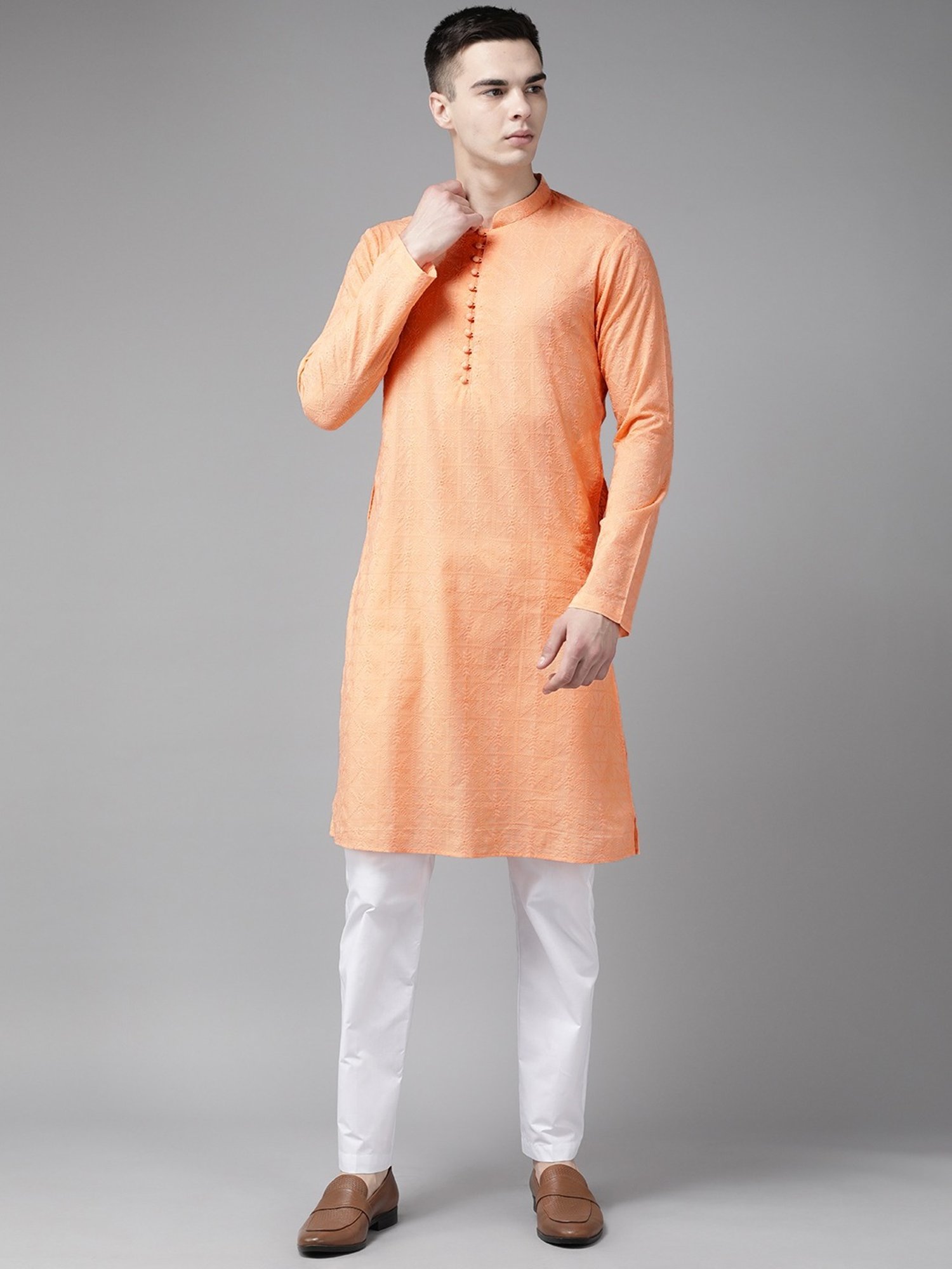 Sanwara White Regular Fit Chikankari Kurta & Churidar Set
