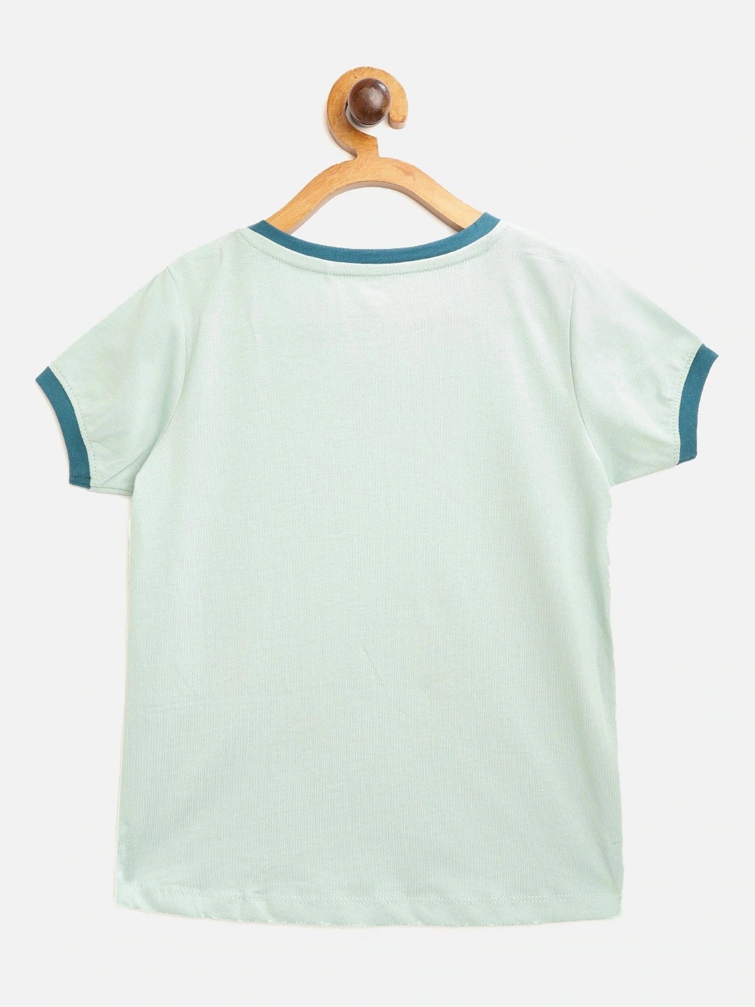 Sweet Dreams Kids Sage Green Cotton Embellished T-Shirt Set