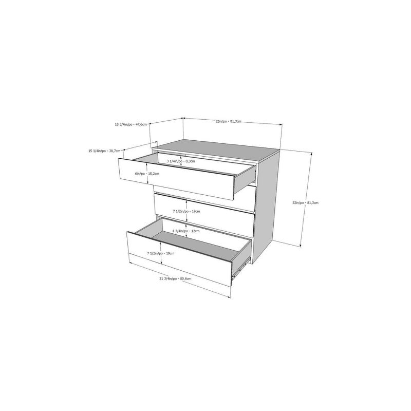 4 Drawer Chest White - Nexera