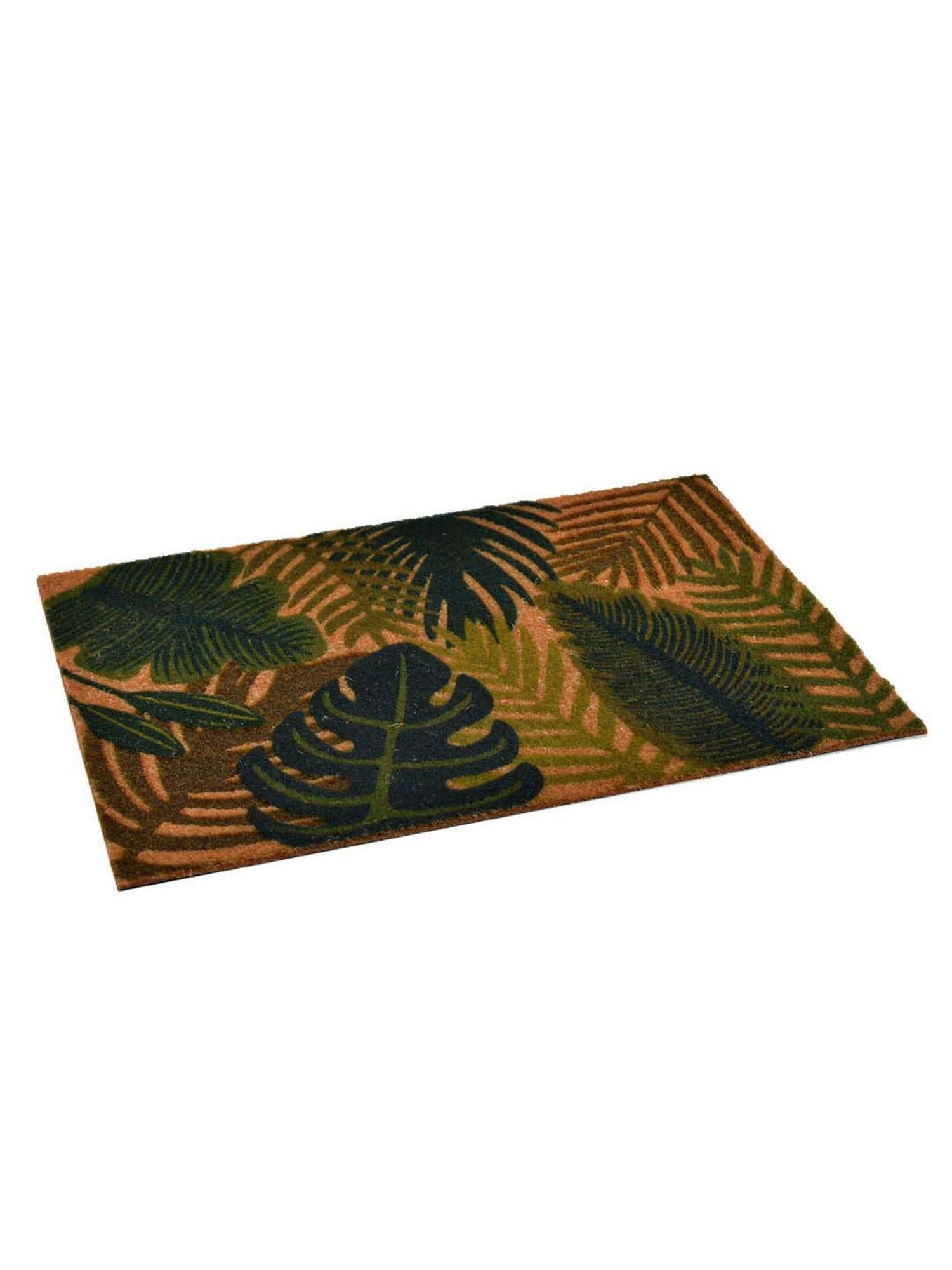 @home Green Polyester Tropical Leaves Design Anti-Slip Door Mat