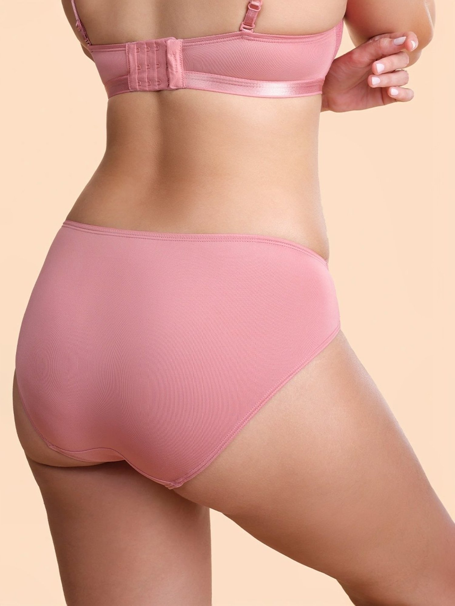 Enamor Dusty Pink Lace Work Hipster Panty