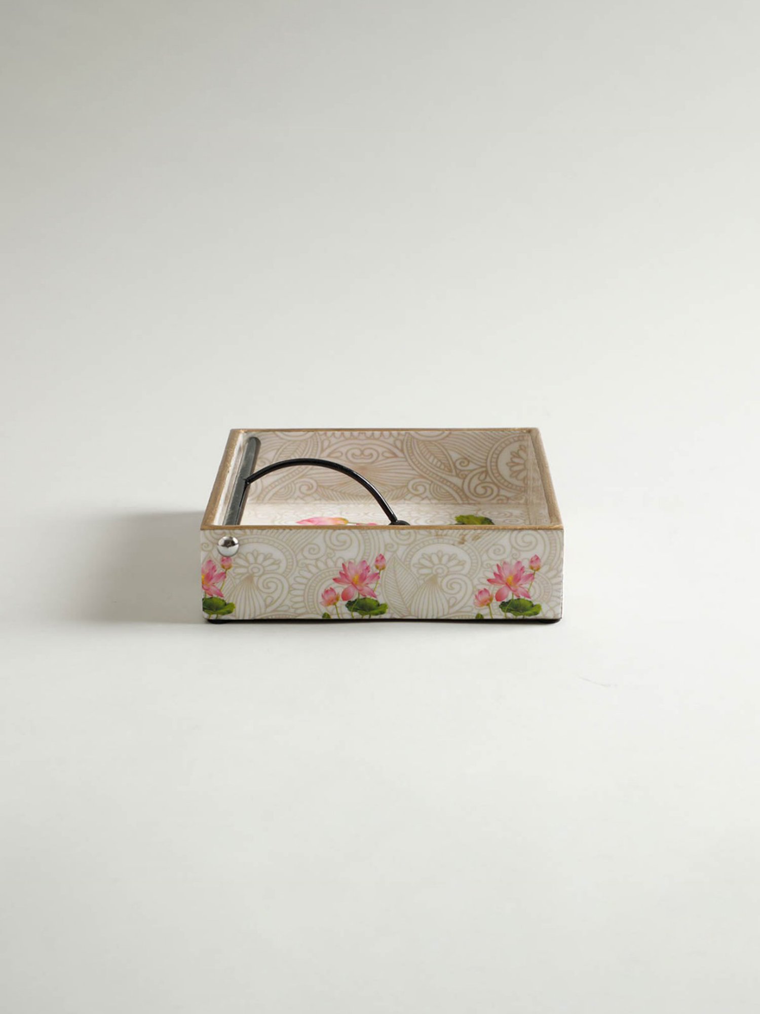 Home4U Glizz Floral Multicolor Bamboo Napkin Holder