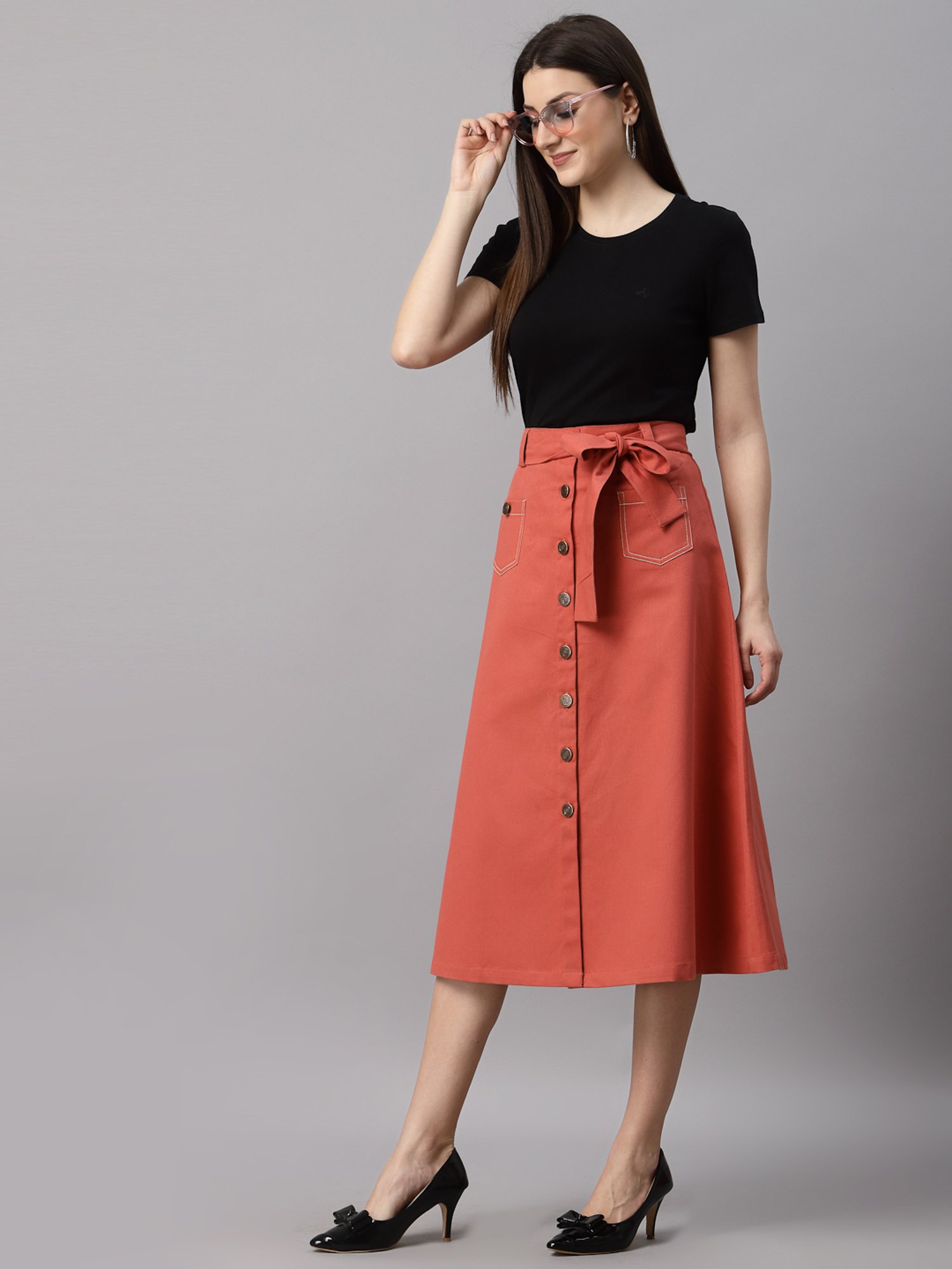 NEUDIS Peach Below Knee Skirt