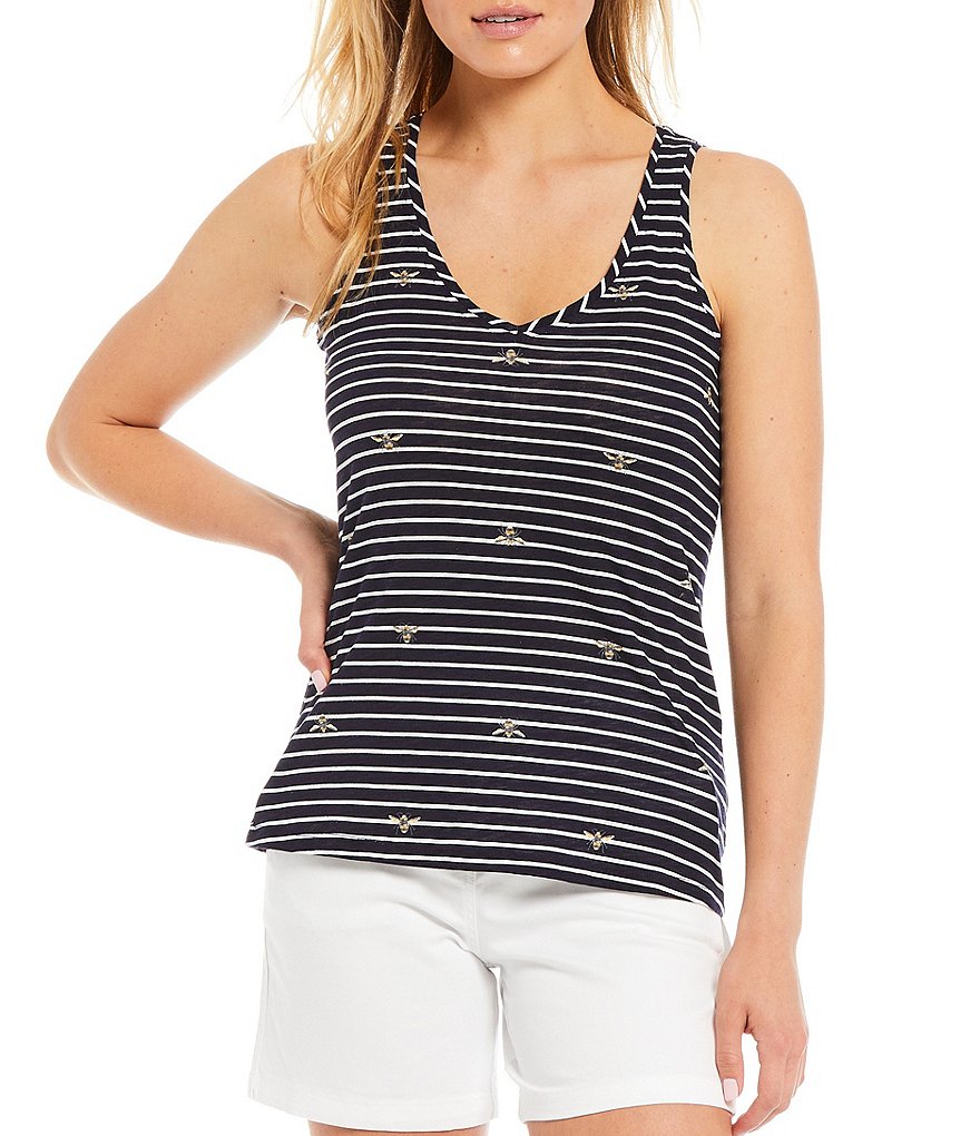 Joules Knit Maya V-Neck Bee Striped Tank