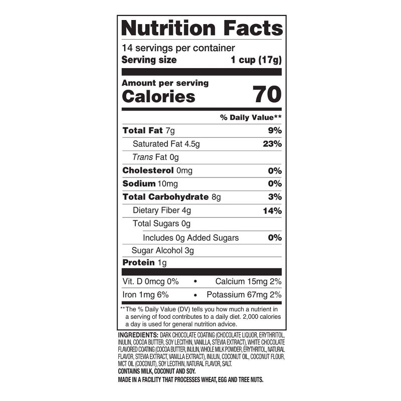 SlimFast Keto Fat Bomb Snack Cup - Coconut Cream Dark Chocolate - 14ct