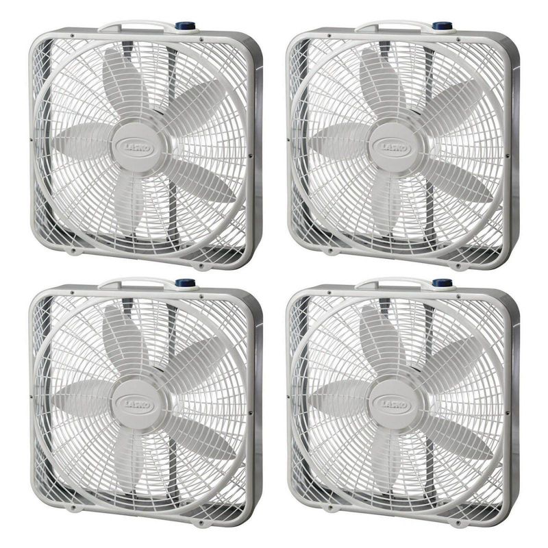 Lasko 20" Preimum Steel Box Fan w/3 Speed Settings and Easy Carry Handle, 4 Pack