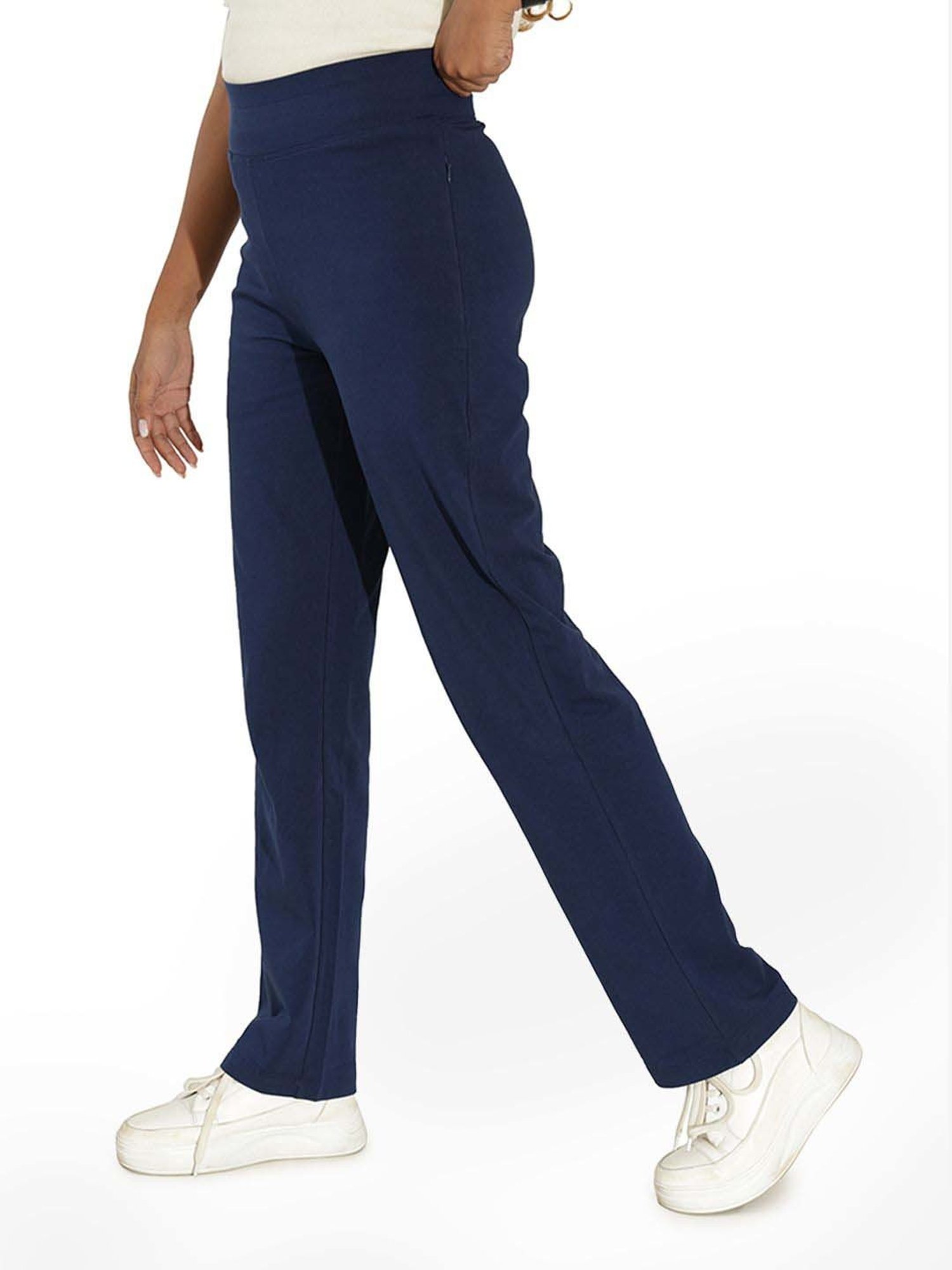 BlissClub Navy Cotton Straight Pants