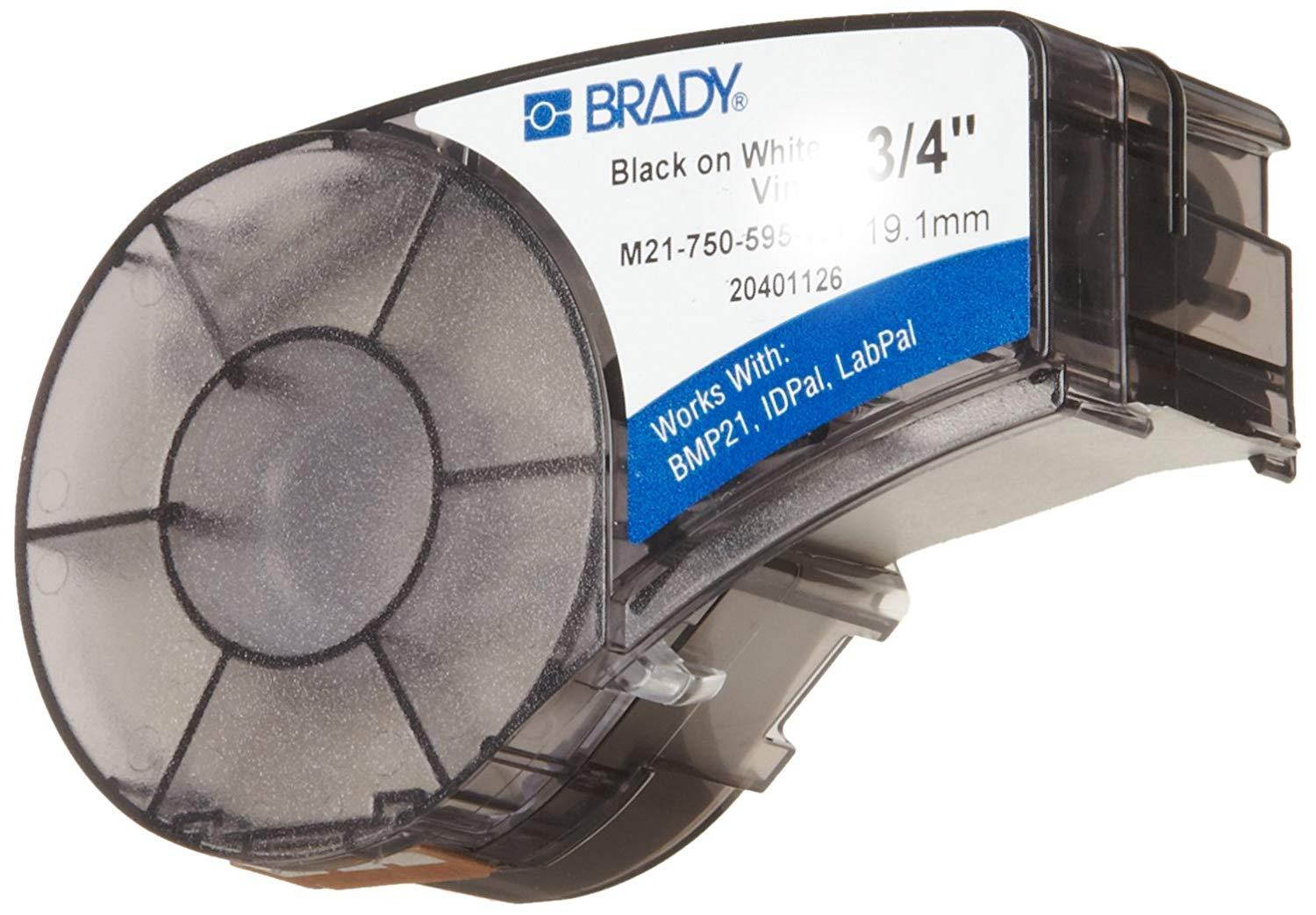 Brady M21-750-595-BL BMP21 Tape B- 595 Indoor/Outdoor Vinyl Film Size: 3/4" x 21' WHT/BLU