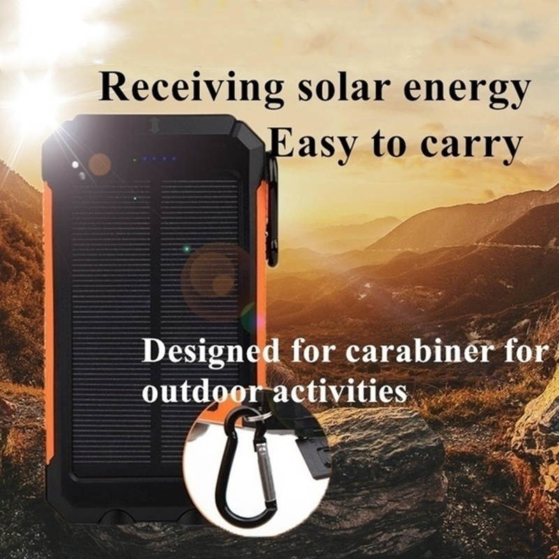 2021 the Lastest 10000mAh Solar Waterproof Power Bank With Dual USB SOS LED FlashLights Battery Pack For All Type Phones