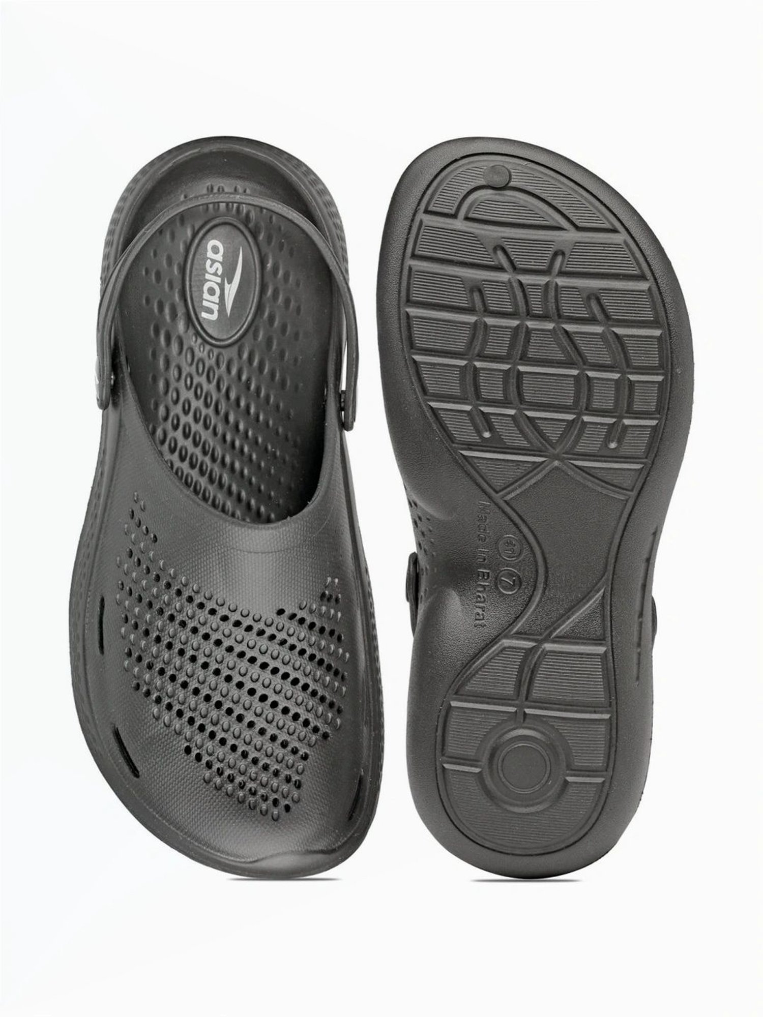 Asian Men's Smoke Grey Back Strap Clogs