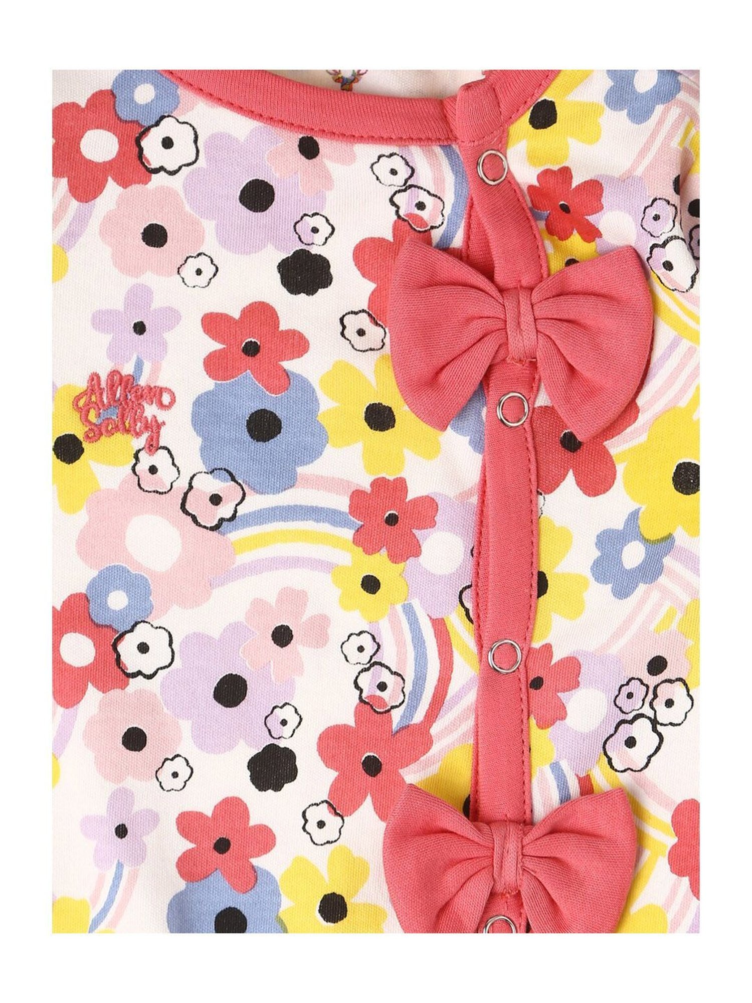 Ed-a-Mamma Baby Pink & White Printed Bodysuit (Pack Of 2)