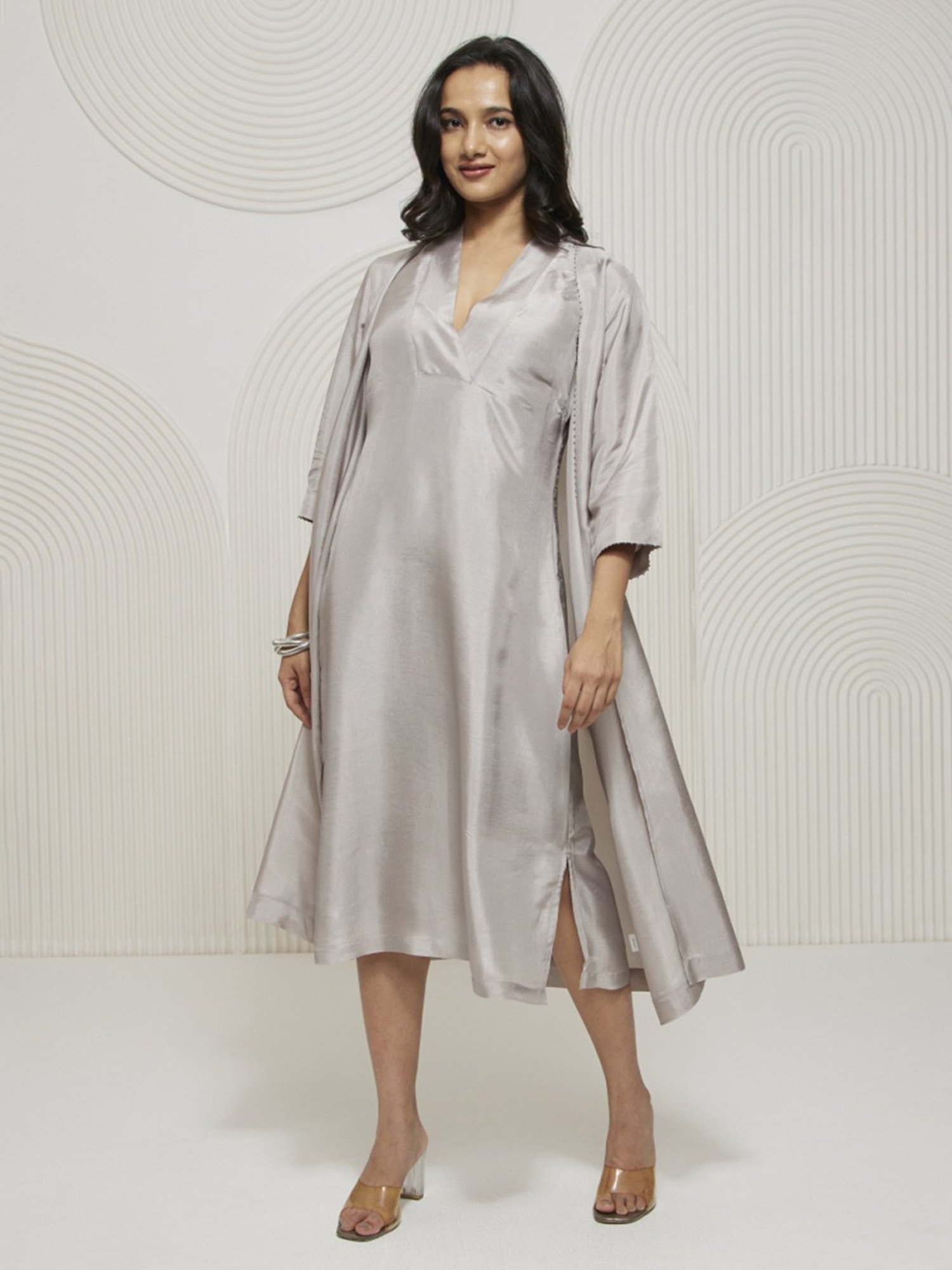 Artagai Pumice Stone Elevated Basics Paneled Dress with Shurg