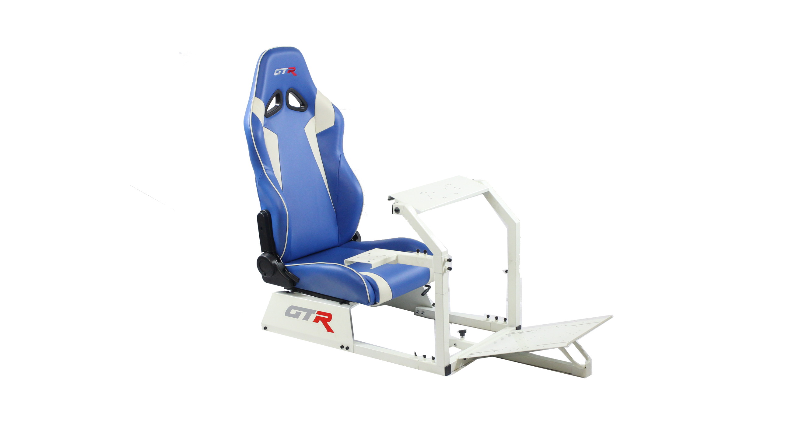 GTR Simulator GTA-WHT-S105LBK GTA Model Racing Simulator White Frame with Black Real Racing Seat, Driving Simulator Cockpit Gaming Chair with Gear Shifter Mount