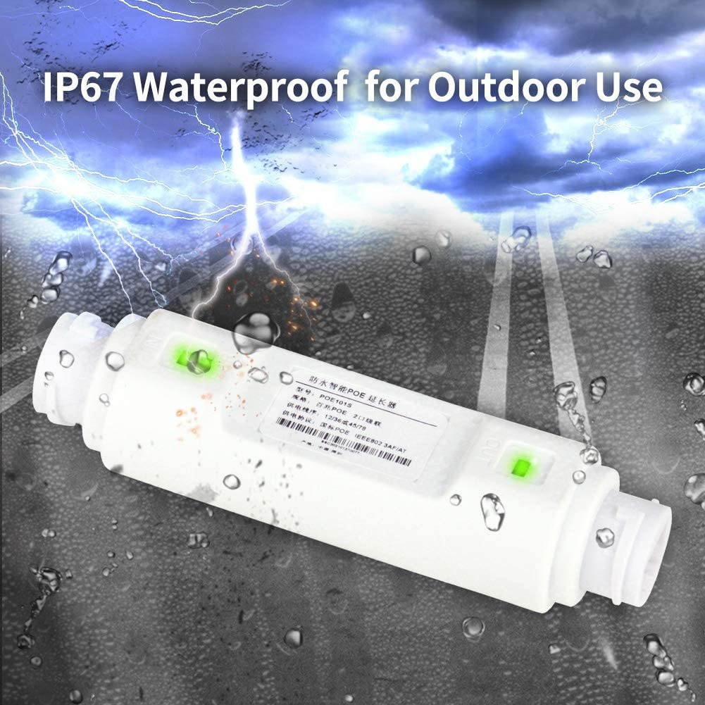 PoE Extender 10/100Mbps Outdoor IP66 Waterproof  1 Channel PoE Repeater PoE Amplifier PoE Booster Comply with IEEE 802.3at / 802.3af Plug and Play