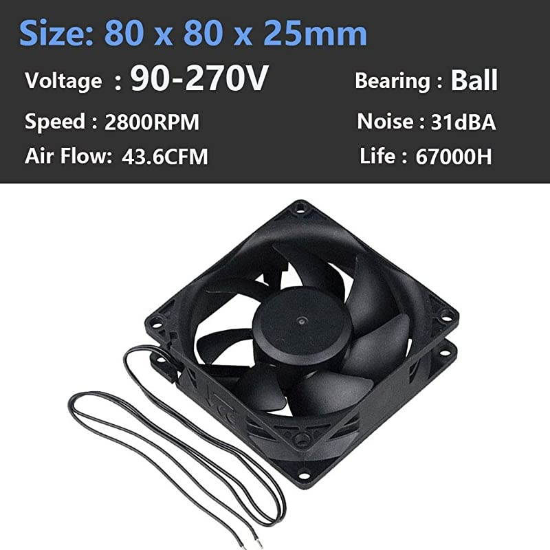 EC Axial Fan AC 110V 115V 120V 220V 240V Brushless Cooling Fan 80mm x 25mm