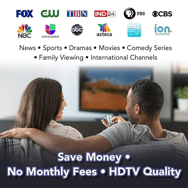 TV Antenna for Multiple TVs ANTOP UFO Amplified RooftopAtticRVMarine HDTV Antenna 65 Miles Omni Directional Extremely High Reception with 33ft Coaxial Cable and Signal Splitter for 2 TVs