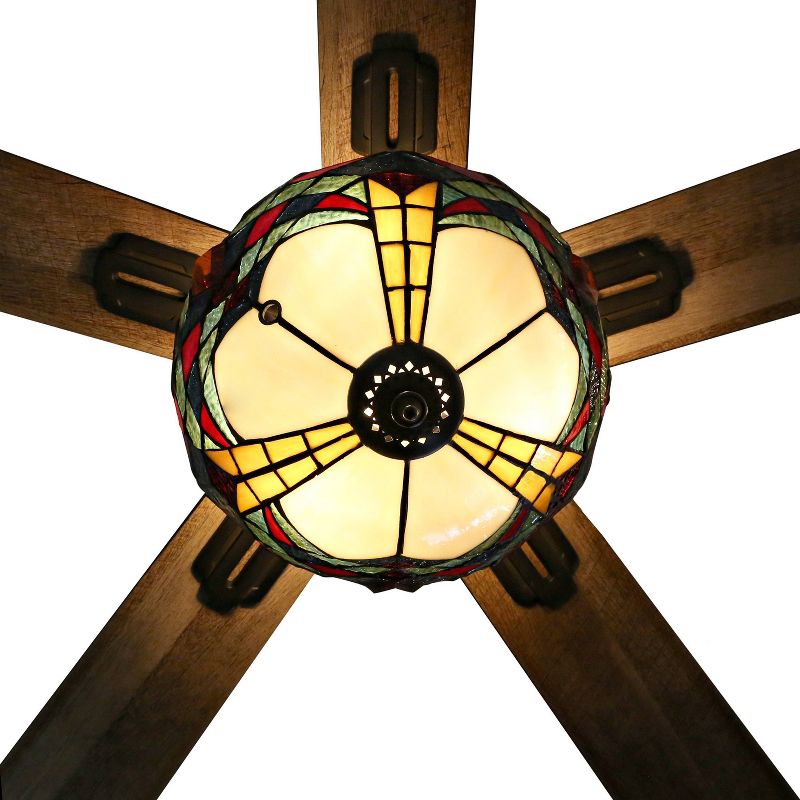 52" LED 5-Blade Gable Prairie Stained Glass Lighted Ceiling Fan - River of Goods