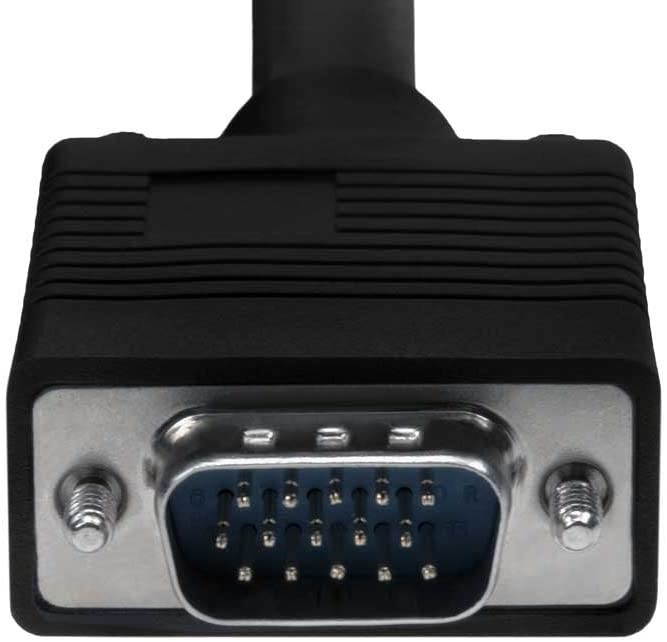 cables direct online 15ft svga + audio monitor cable, male to male 1080p super vga display cord for pc projector laptop tv