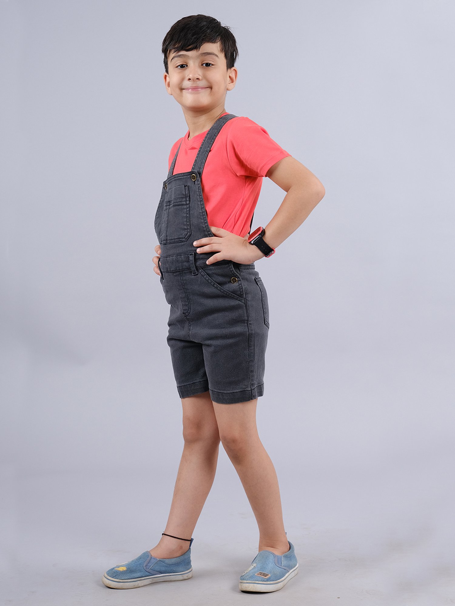 Kiddopanti Kids Blue Solid Dungaree
