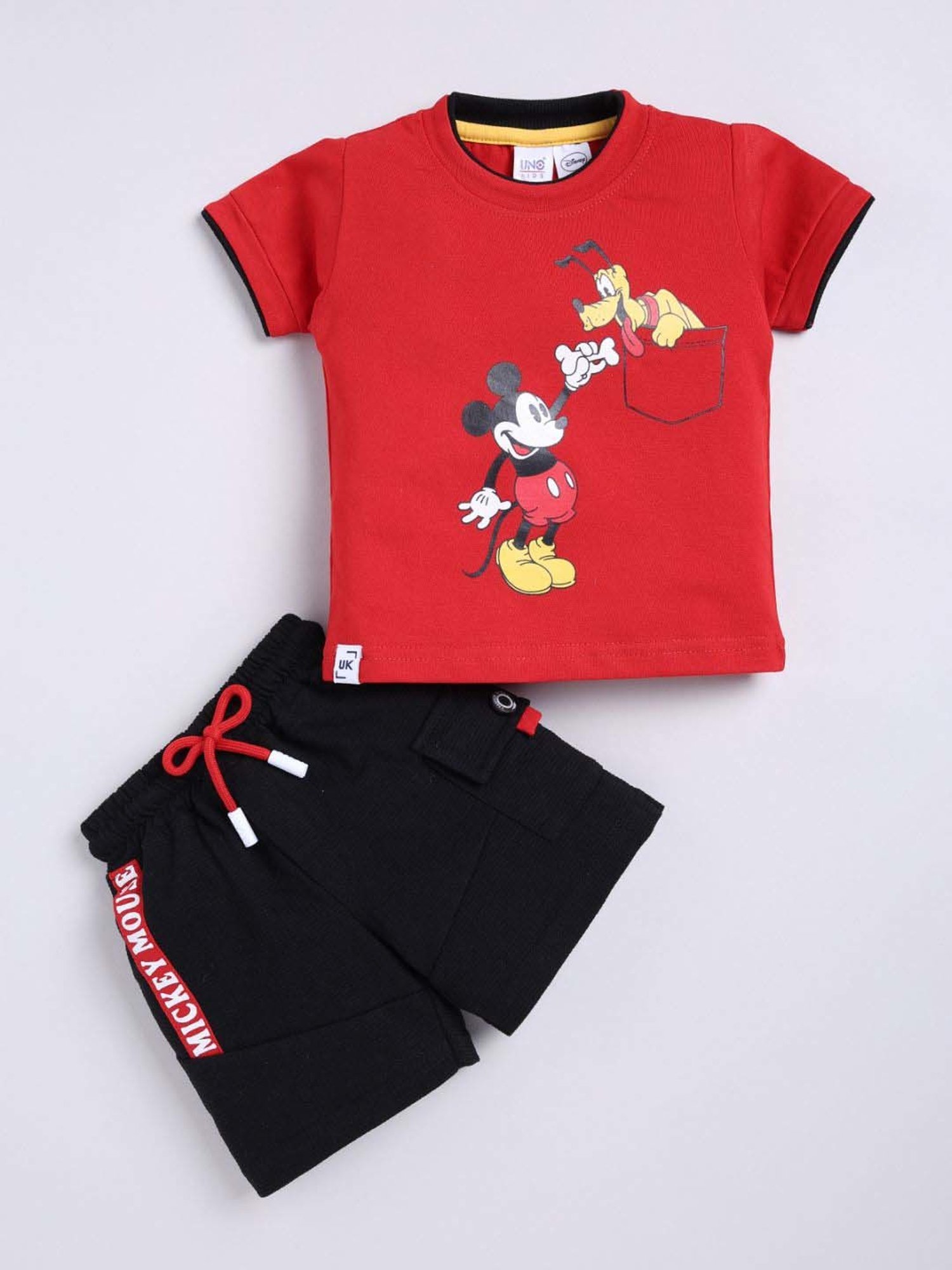 UNO KIDS Boys Red & Black Cotton Printed Top & Short sets