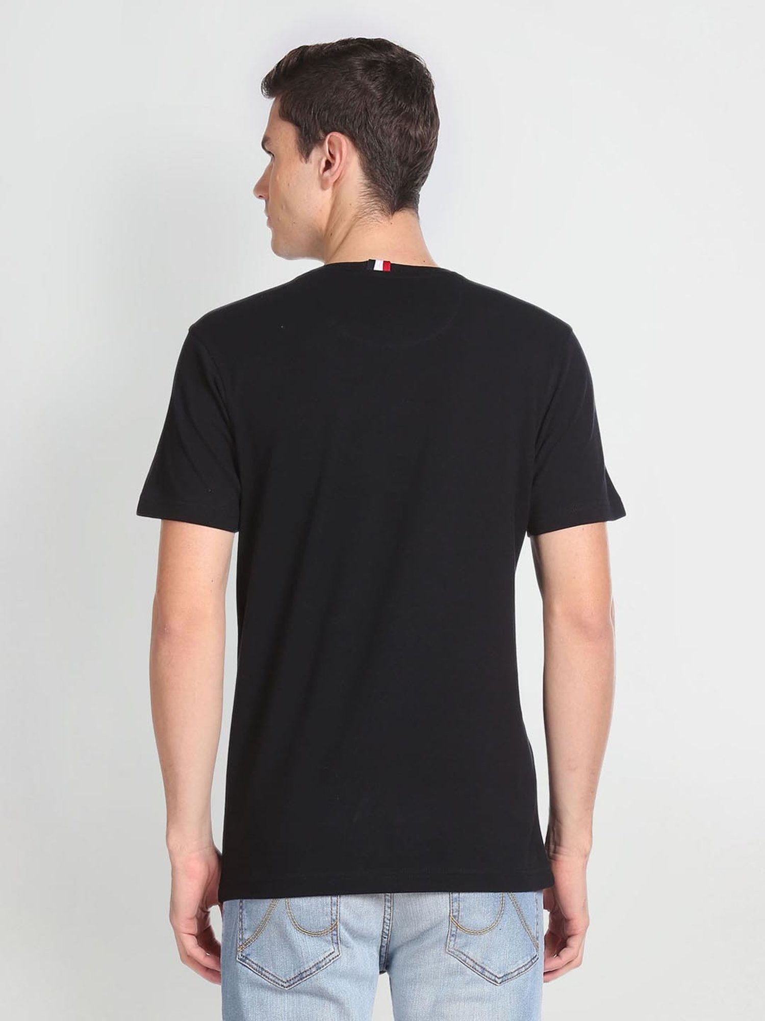 Arrow Sport Black Cotton Regular Fit T-Shirt