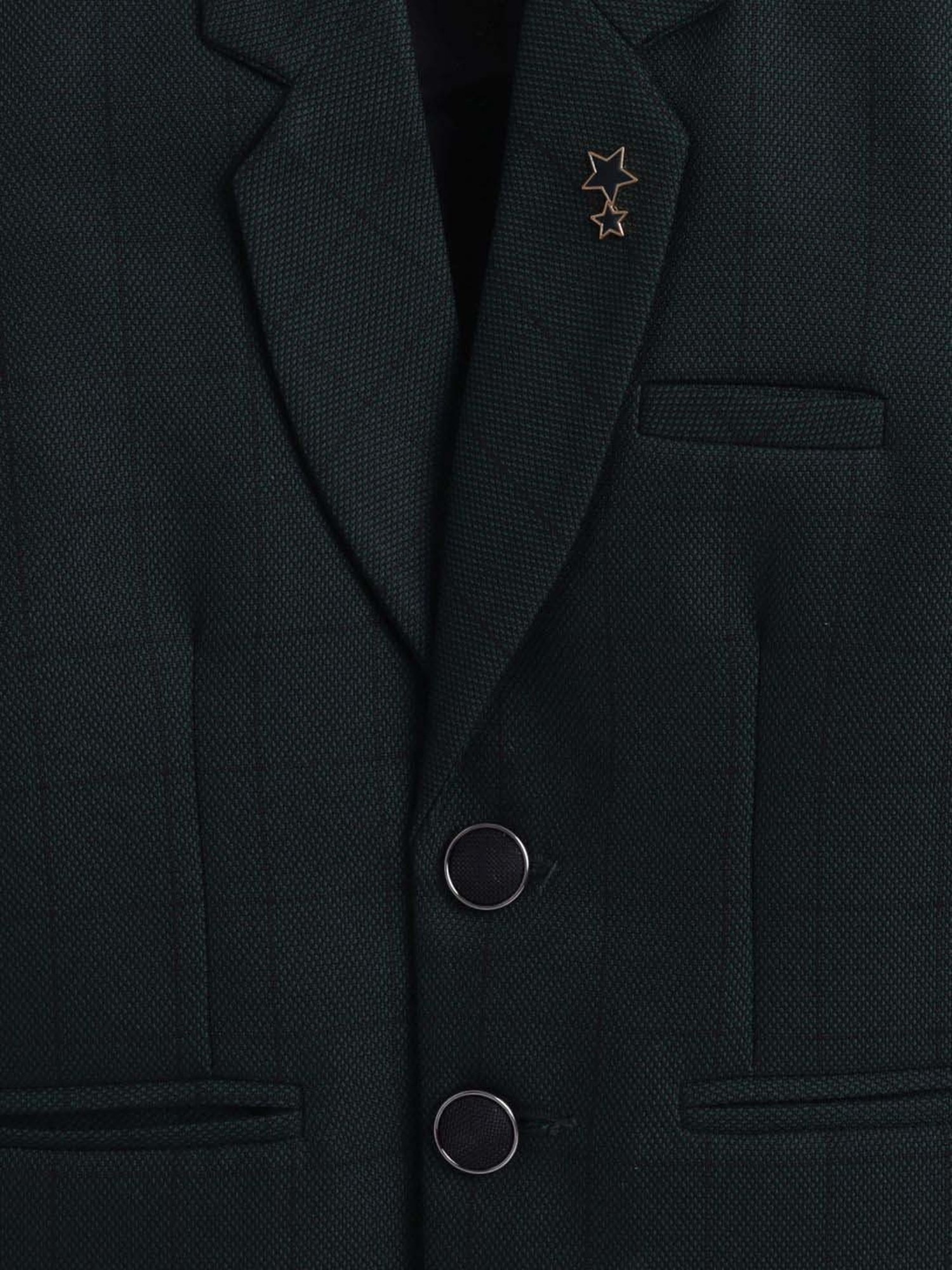 Fourfolds Boys Darkgreen Checks Full Sleeves Blazer