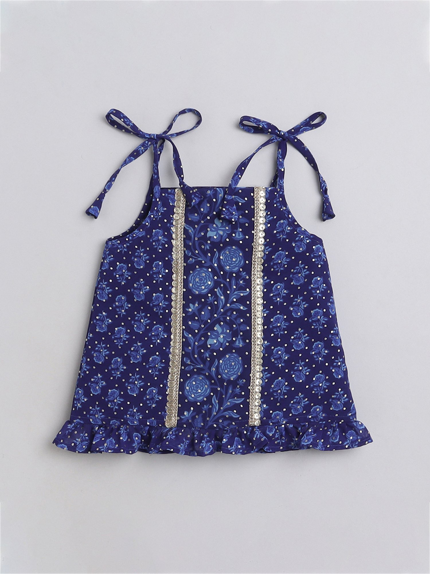 Many Frocks Kids Blue Embellished Top with Plazzos