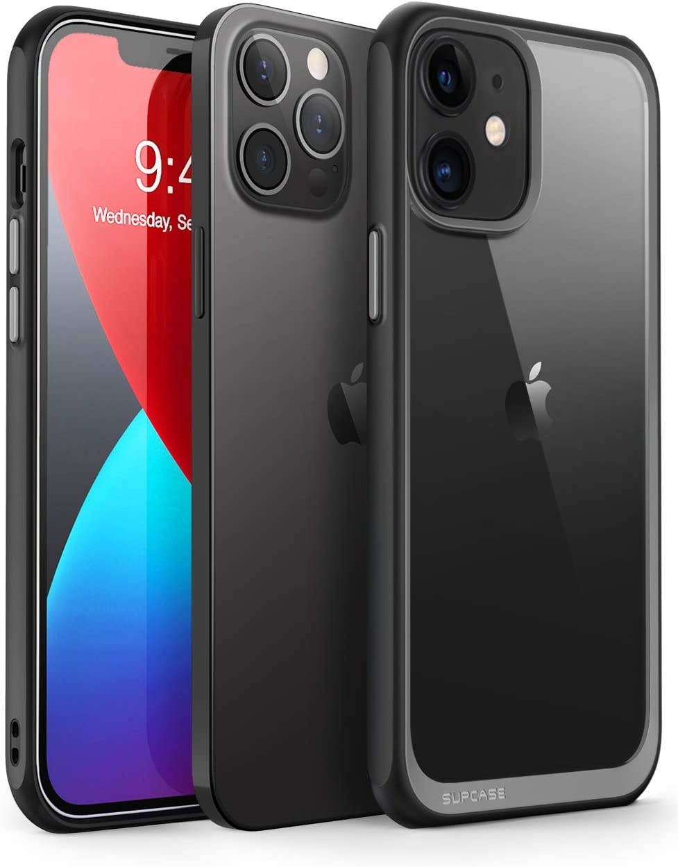 SupCase Unicorn Beetle Style Series Case Designed for iPhone 12 (2020) / iPhone 12 Pro (2020) 6.1 Inch Premium Hybrid Protective Clear Case (Black)