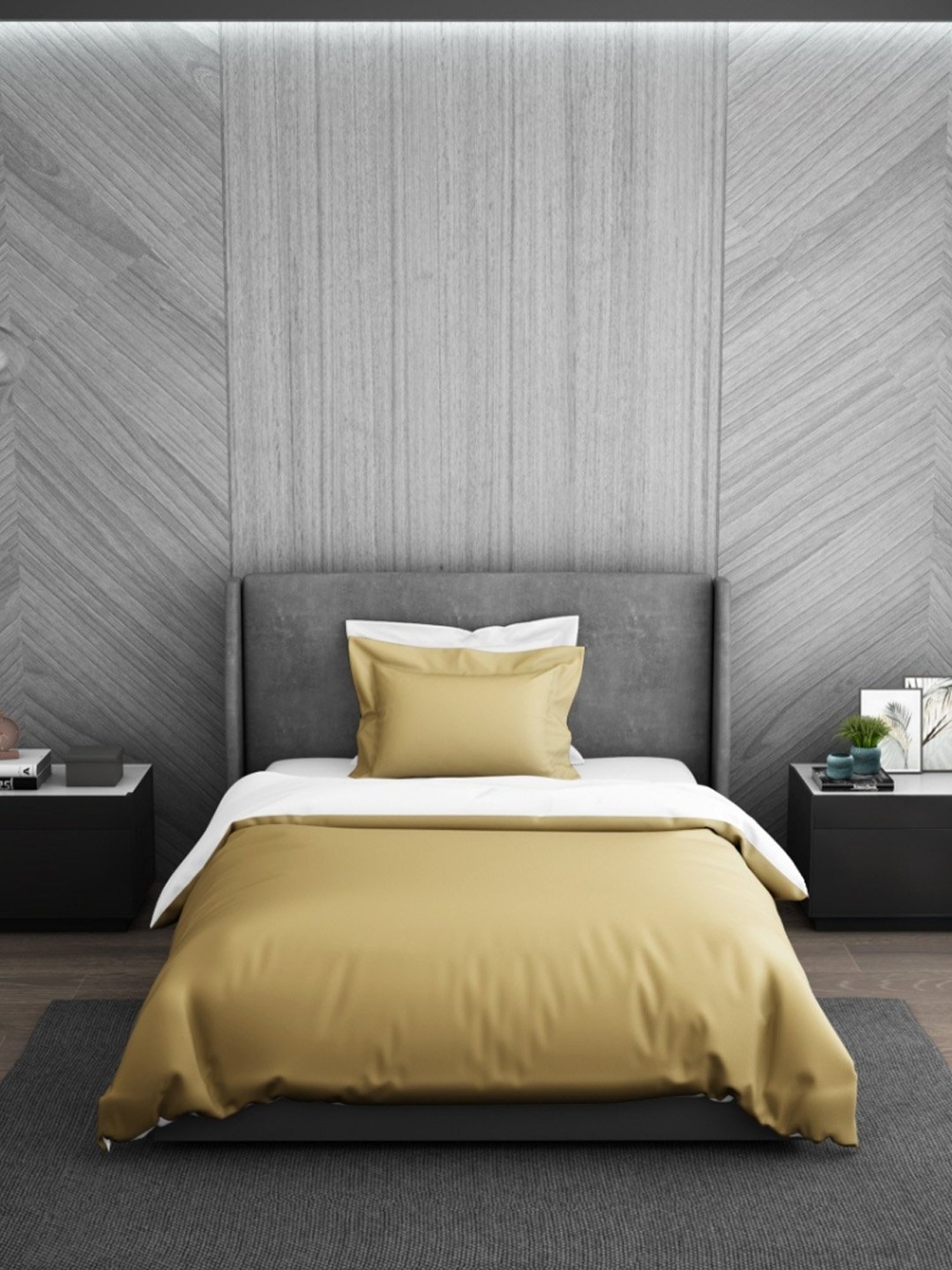 Spaces Solid Gold Cotton Single Duvet Cover