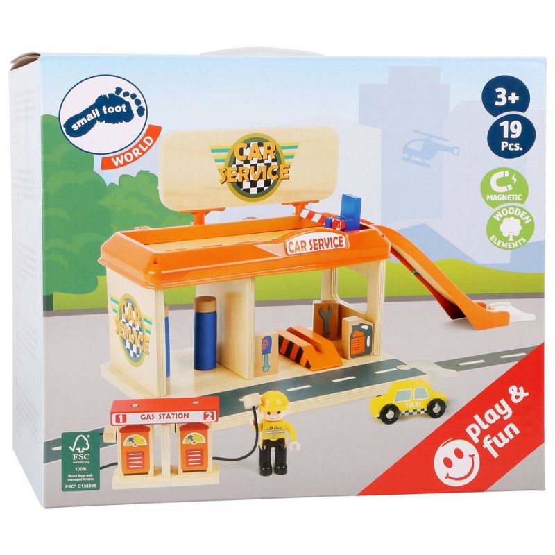 Small Foot Wooden Toys Auto Repair Shop And Gas Station Playset