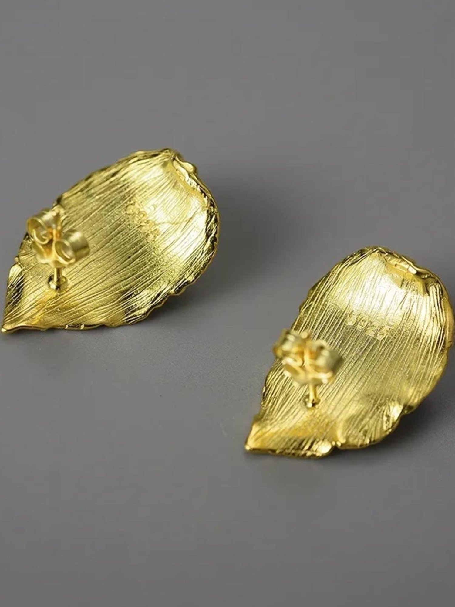 Rihi by P.C. Chandra Jewellers 92.5 Sterling Silver Golden Leaf Stud Earrings for Women & Girls