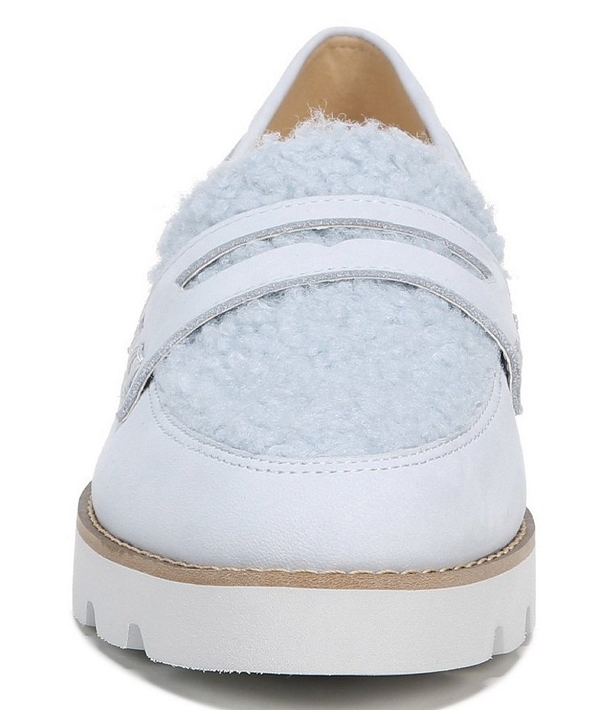 Vionic Cheryl Leather And Faux Curly Shearling Lugged Sole Penny Loafers