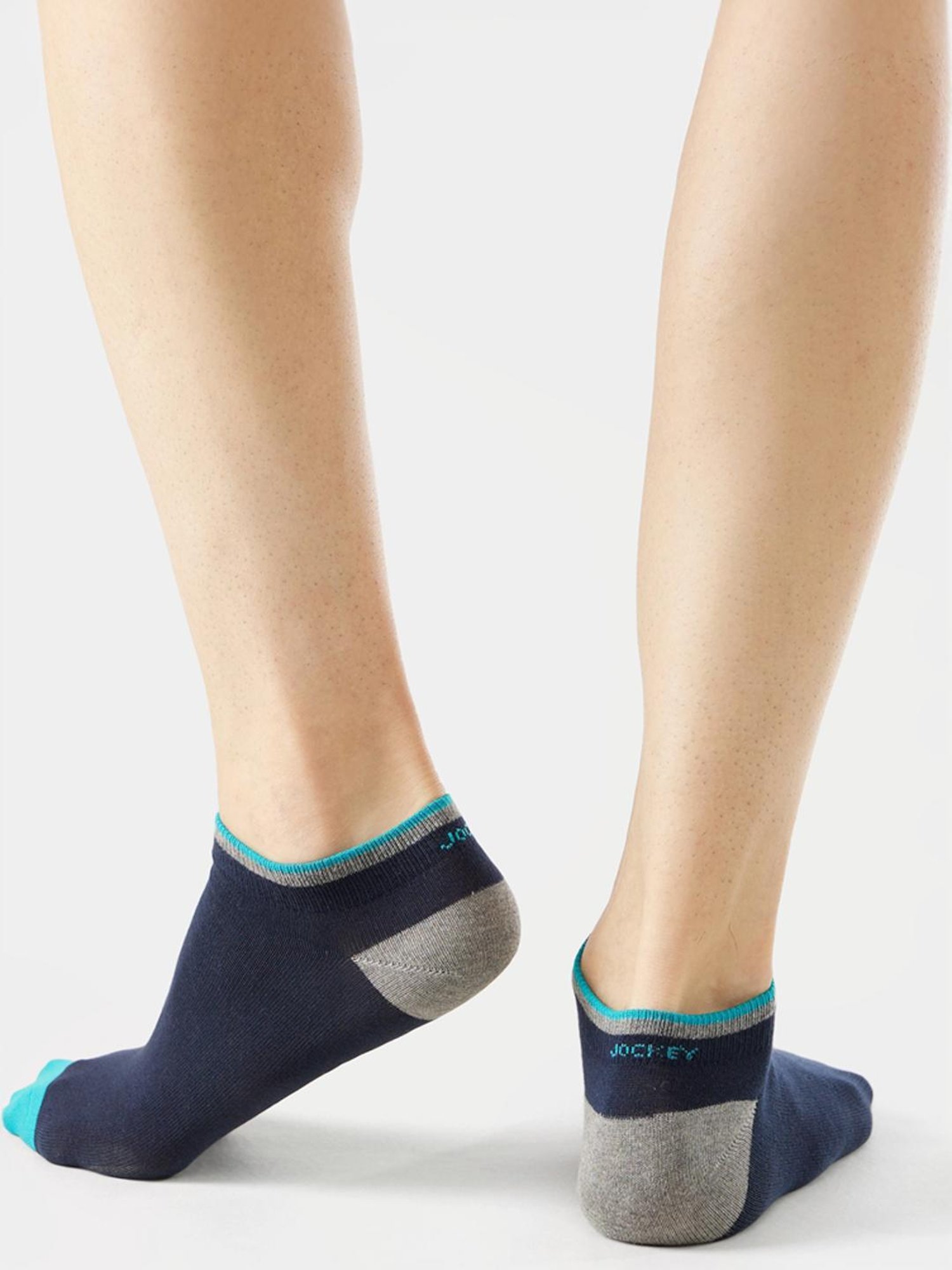 Jockey 7052 Blue Cotton Crew Length Socks with Stay Fresh Treatment - Pack of 2 (Pattern May Vary)