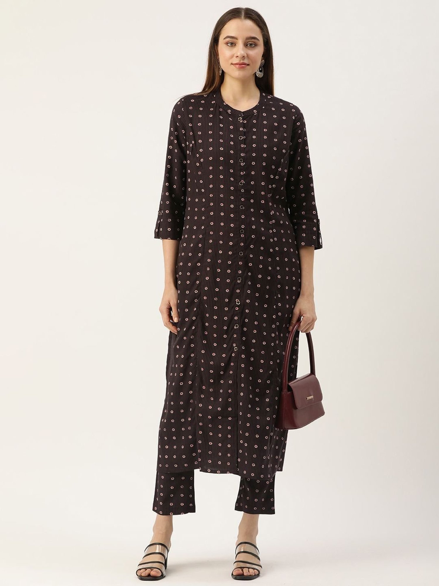 Amukti Brown Printed Pants