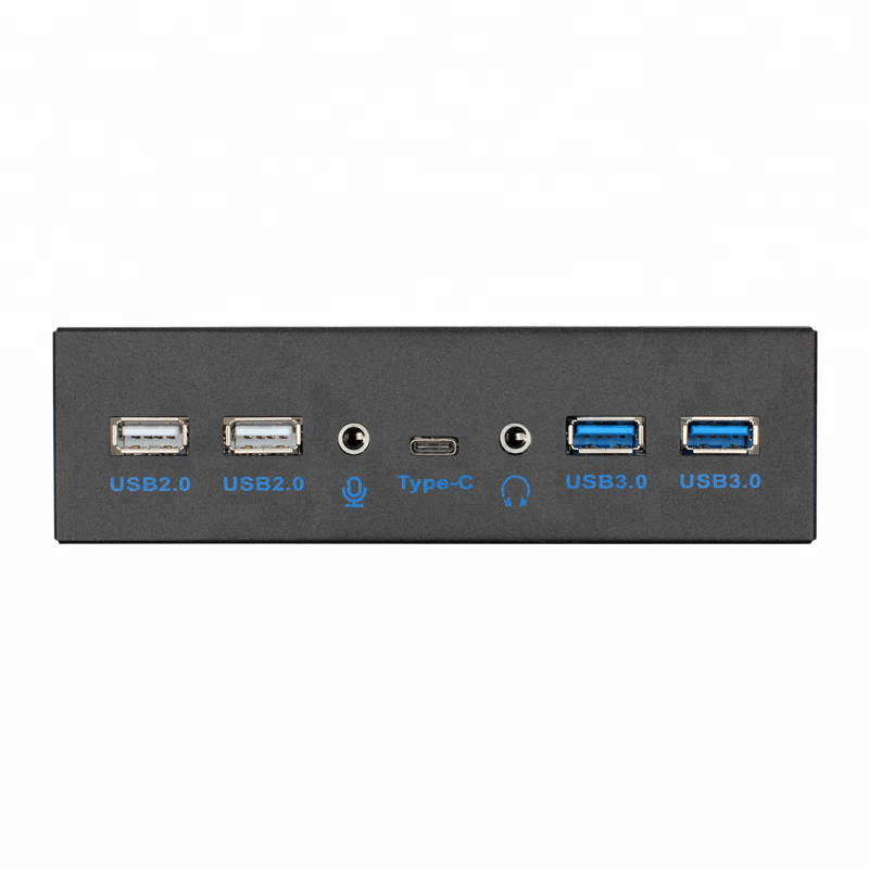 Plugadget 5.25 Inch USB 3.0 2.0 USB Type C HD Audio Port Front Panel aluminum usb type-c