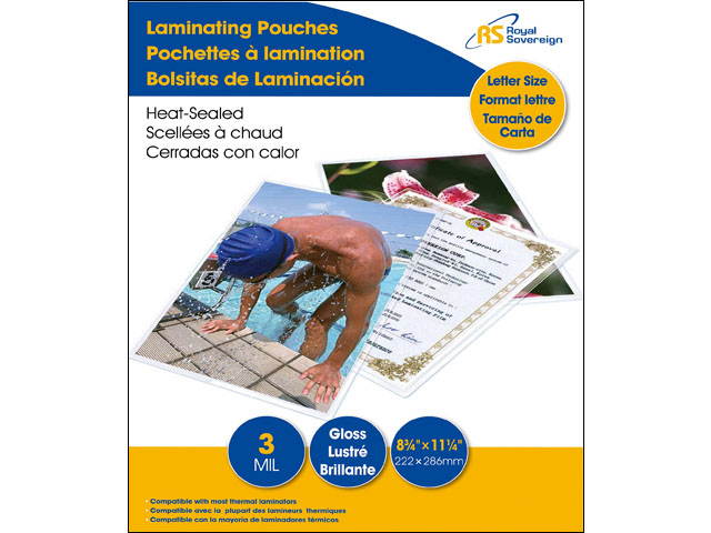 Royal Sovereign RF03LETR0100 3mil Thermal Pouch Film, Letter Size, 100 Sheets