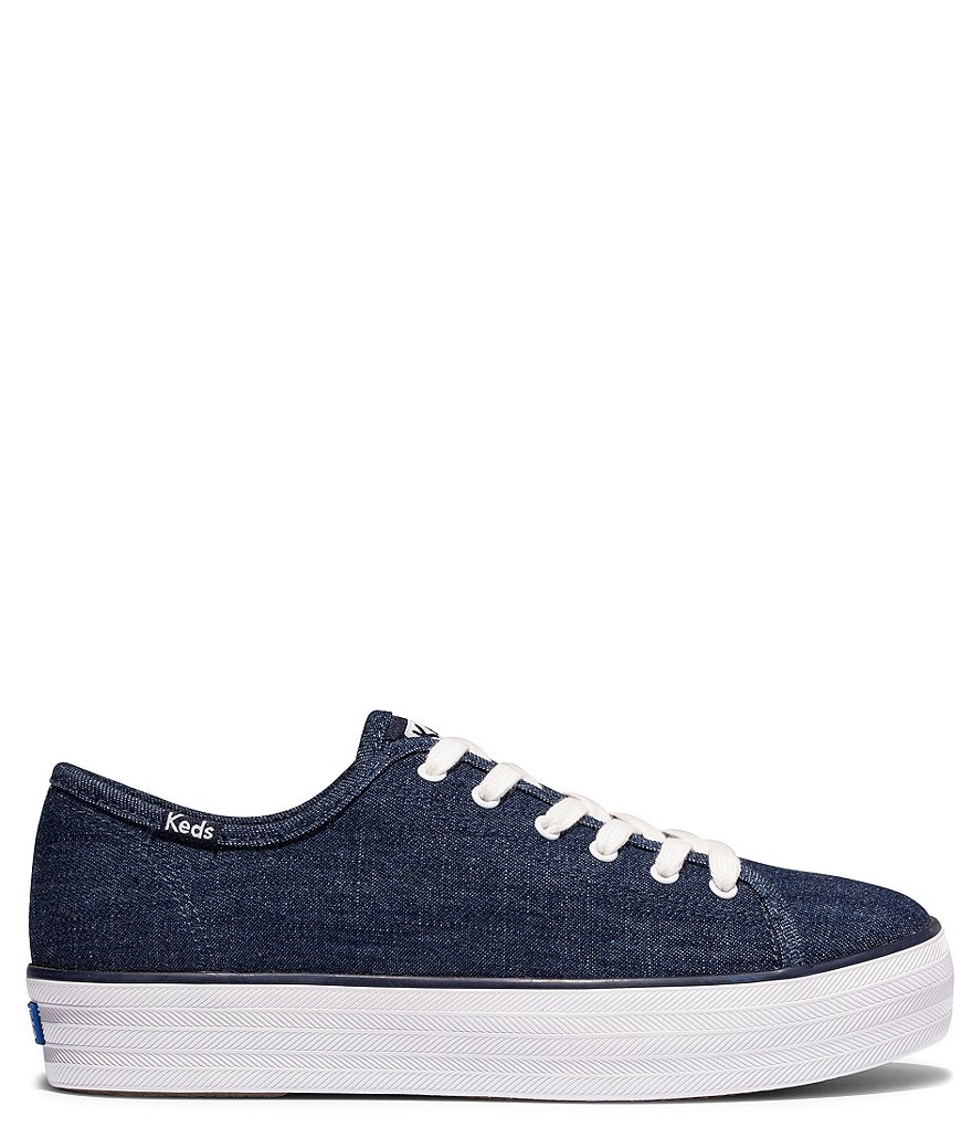 Keds Triple Kick Recycled Denim Lace-Up Platform Sneakers