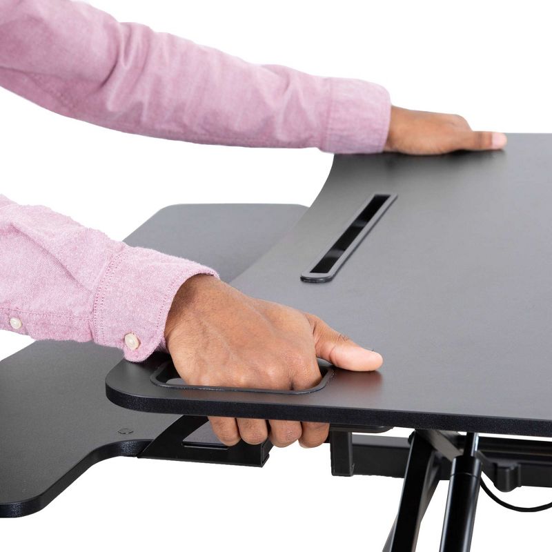 FlexPro Hero Standing Desk Converter - 37" Sit to Stand Desk with Keyboard Tray - Stand Steady