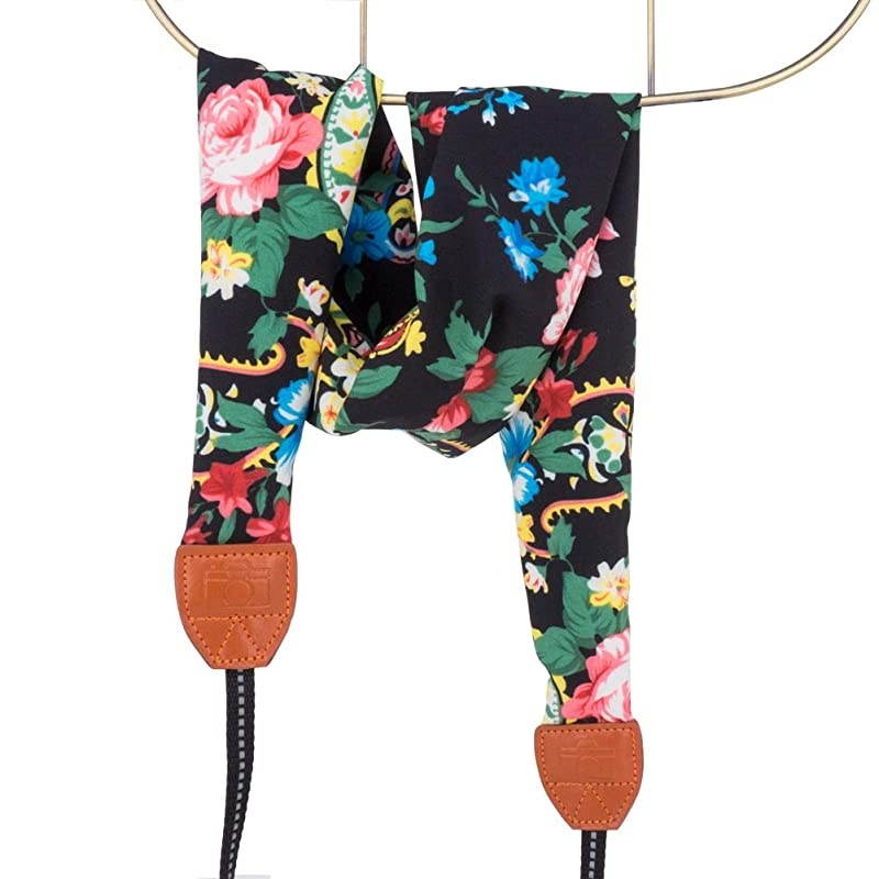 Soft Scarf Camera Neck Shoulder Strap Belt Compatible with All DSLR/SLR/Digital Camera (DC) / Instant Camera Etc, Black Multi Floral