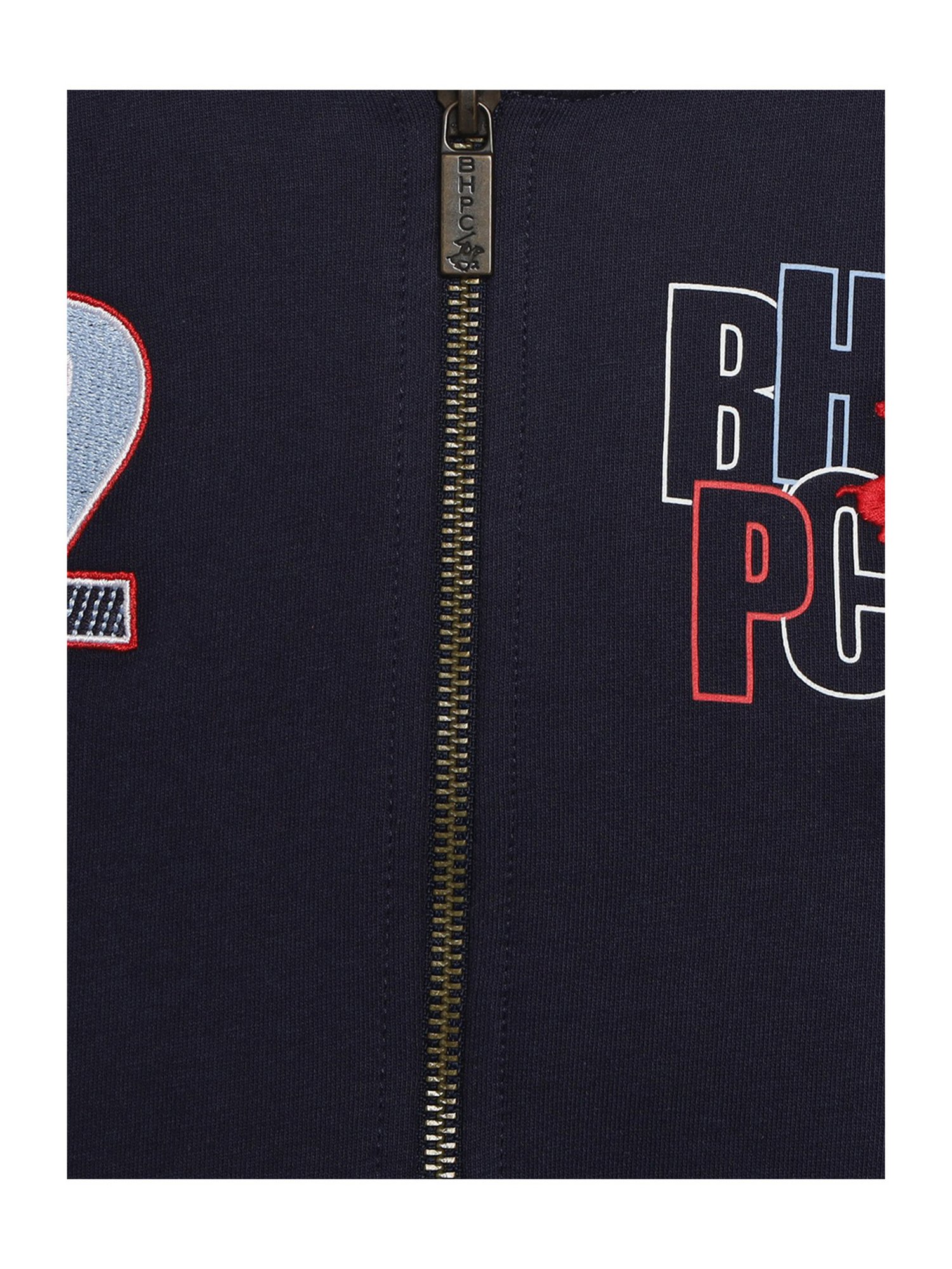 Beverly Hills Polo Club Kids Navy Printed Full Sleeves Hoodie