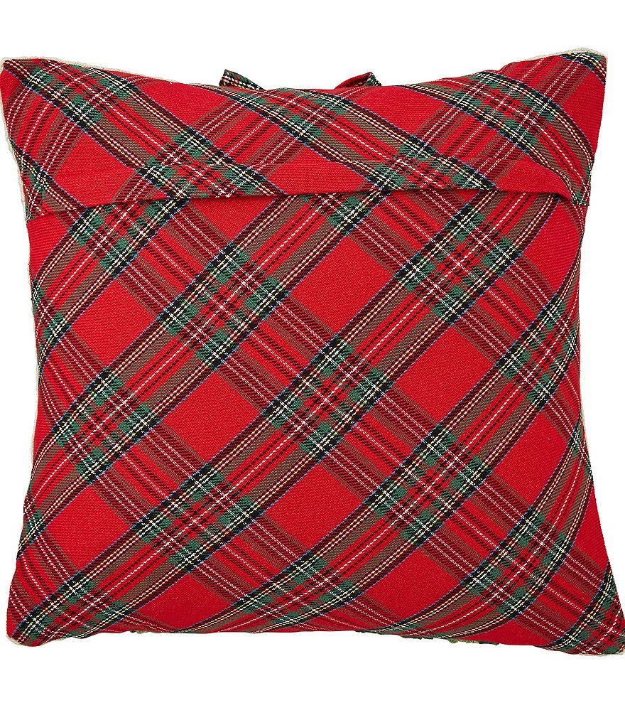 Mud Pie Classic Christmas Collection Tree Hooked Wool Pillow