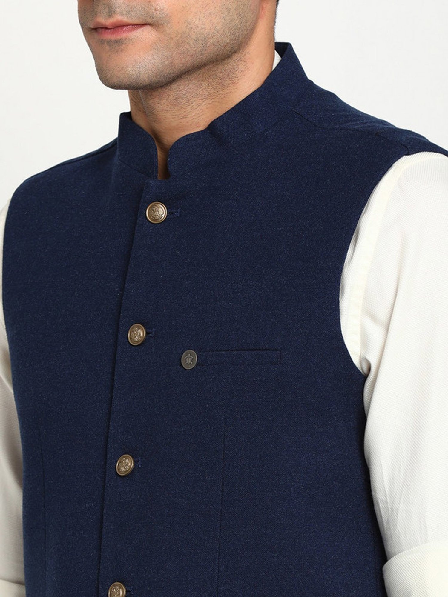 Turtle Navy Slim Fit Nehru Jacket