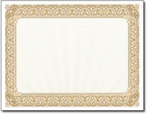 28lb gold border certicates  100 certificates