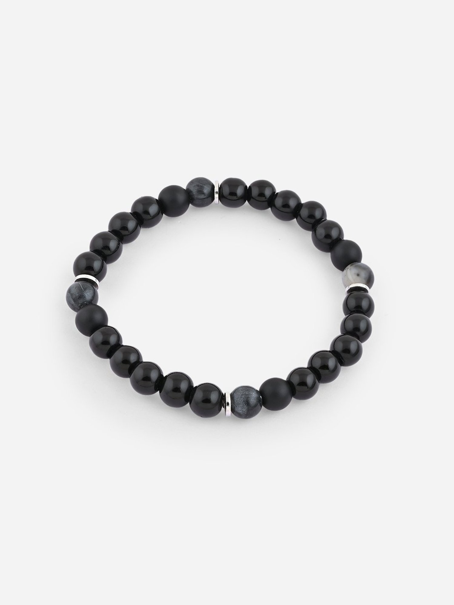 The Bro Code Black Casual Party Men's Beaded with Charm Stack Bracelet - Set of 3