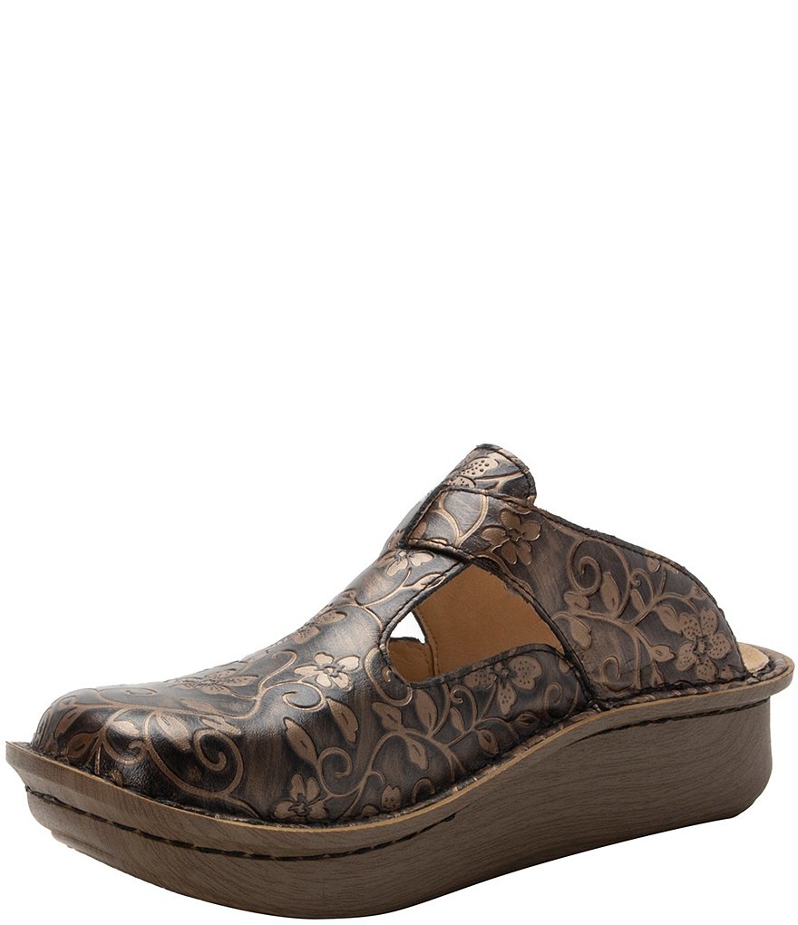 Alegria Classic Rustic Printed Leather Clogs